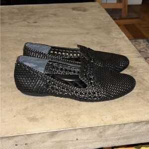 Birdies Black Woven Slip-Ons